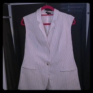 Express White w/ black pinstripe vest